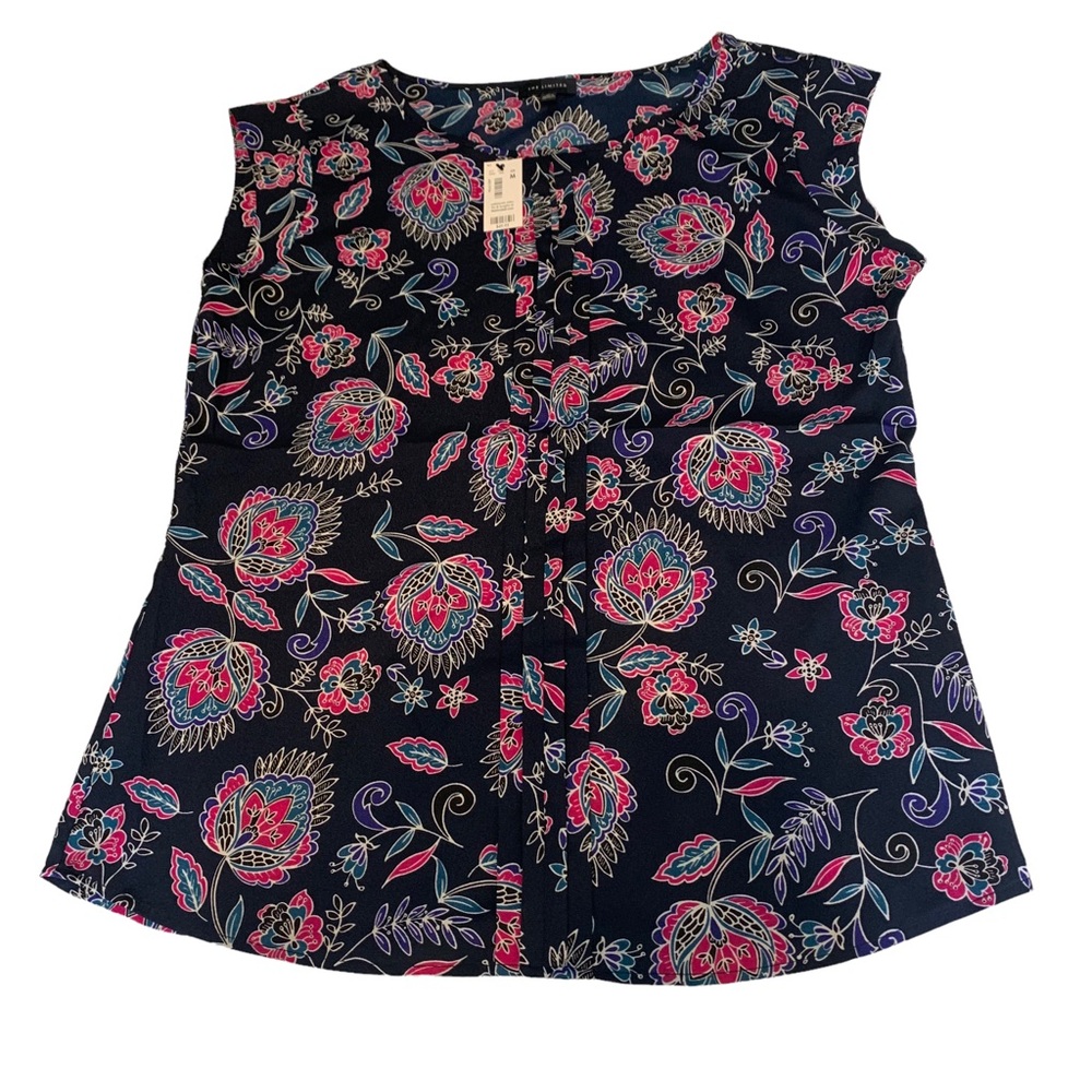 The Limited Women’s Blouse Blue Floral Sleeveless Top NWT